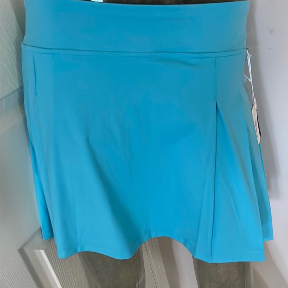 Tommy Bahama Blue Pleated Skater Mini Skirt